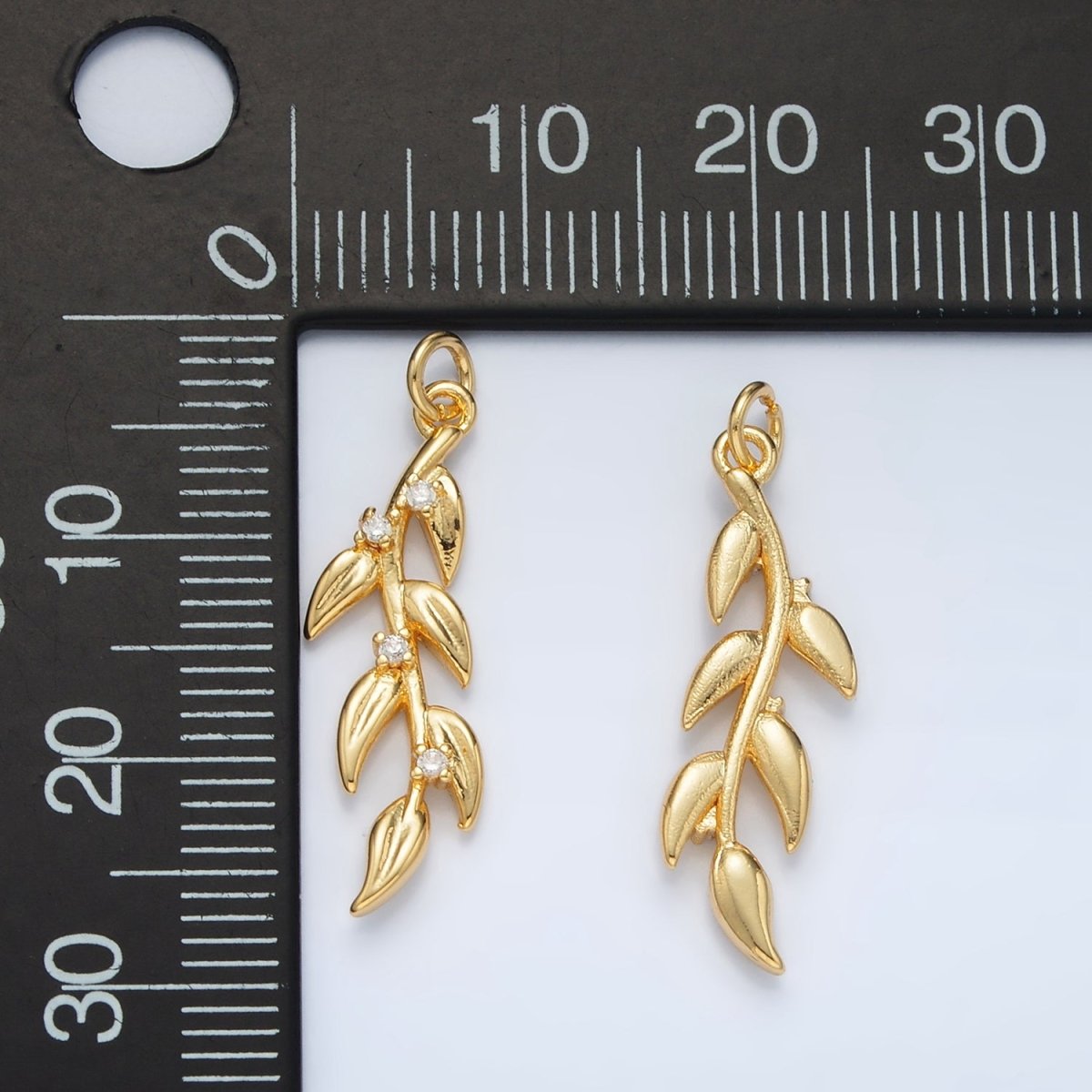24K Gold Filled CZ Olive Leaf Charm | AC - 142 - DLUXCA