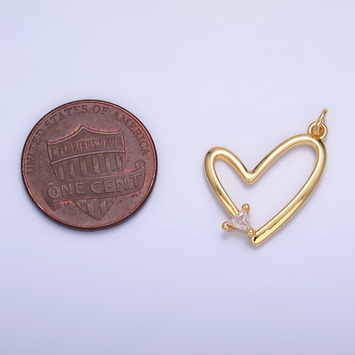 24K Gold Filled CZ Open Heart Charm in Gold & Silver | W352