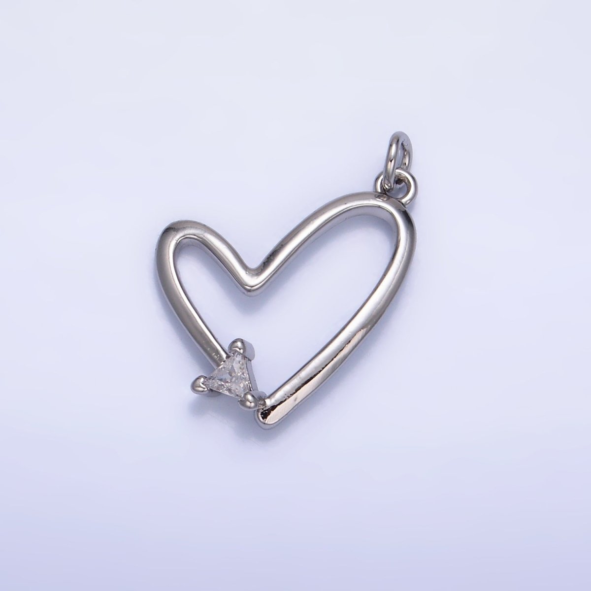 24K Gold Filled CZ Open Heart Charm in Gold & Silver | W352