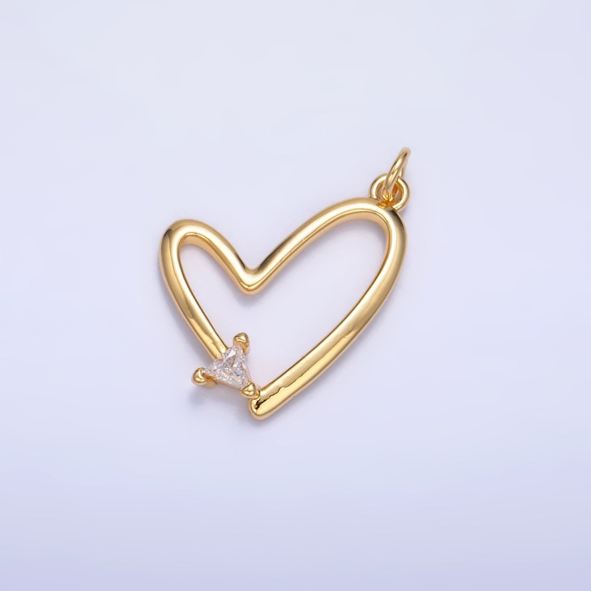 24K Gold Filled CZ Open Heart Charm in Gold & Silver | W352