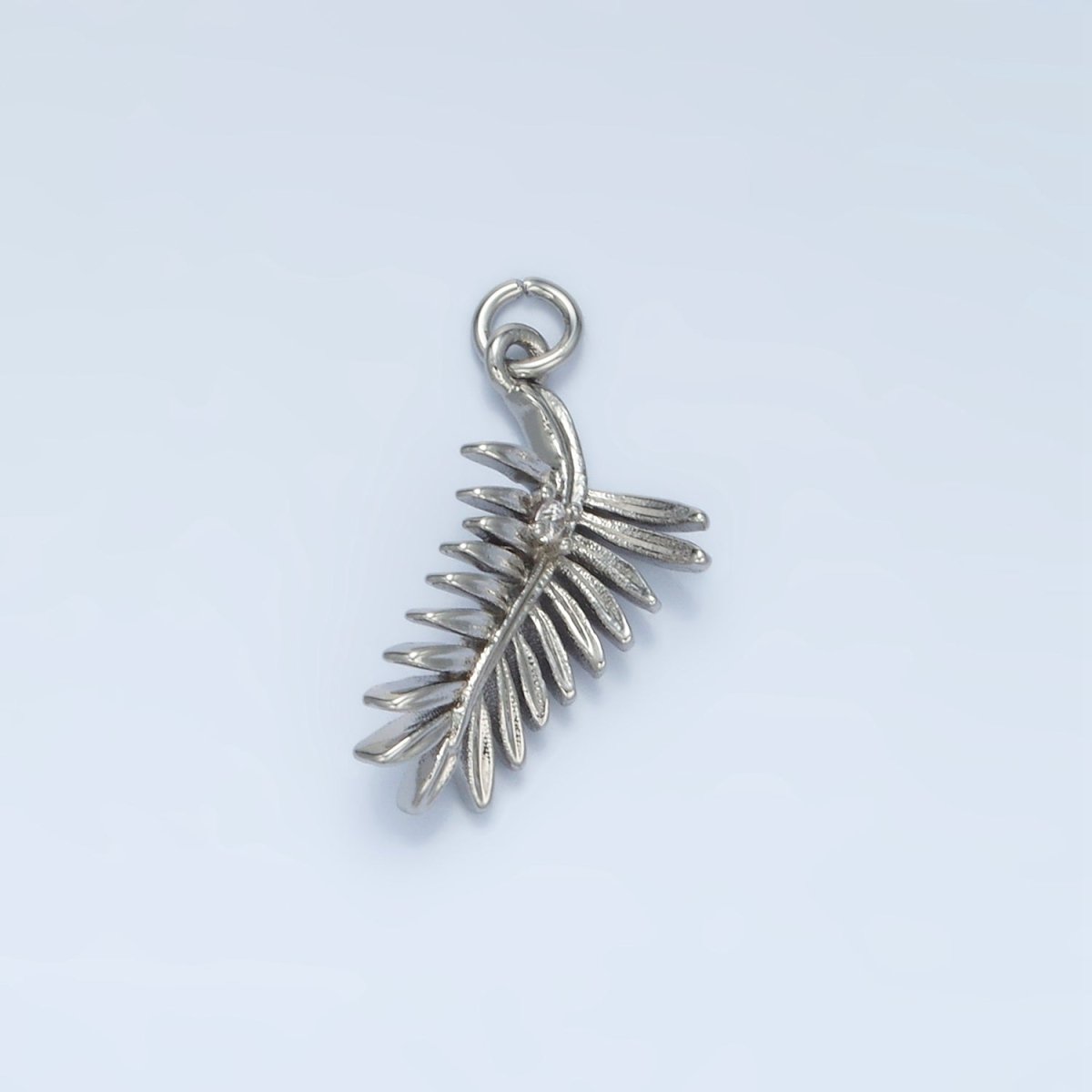 24K Gold Filled CZ Palm Leaf Nature Charm in Gold & Silver | E377