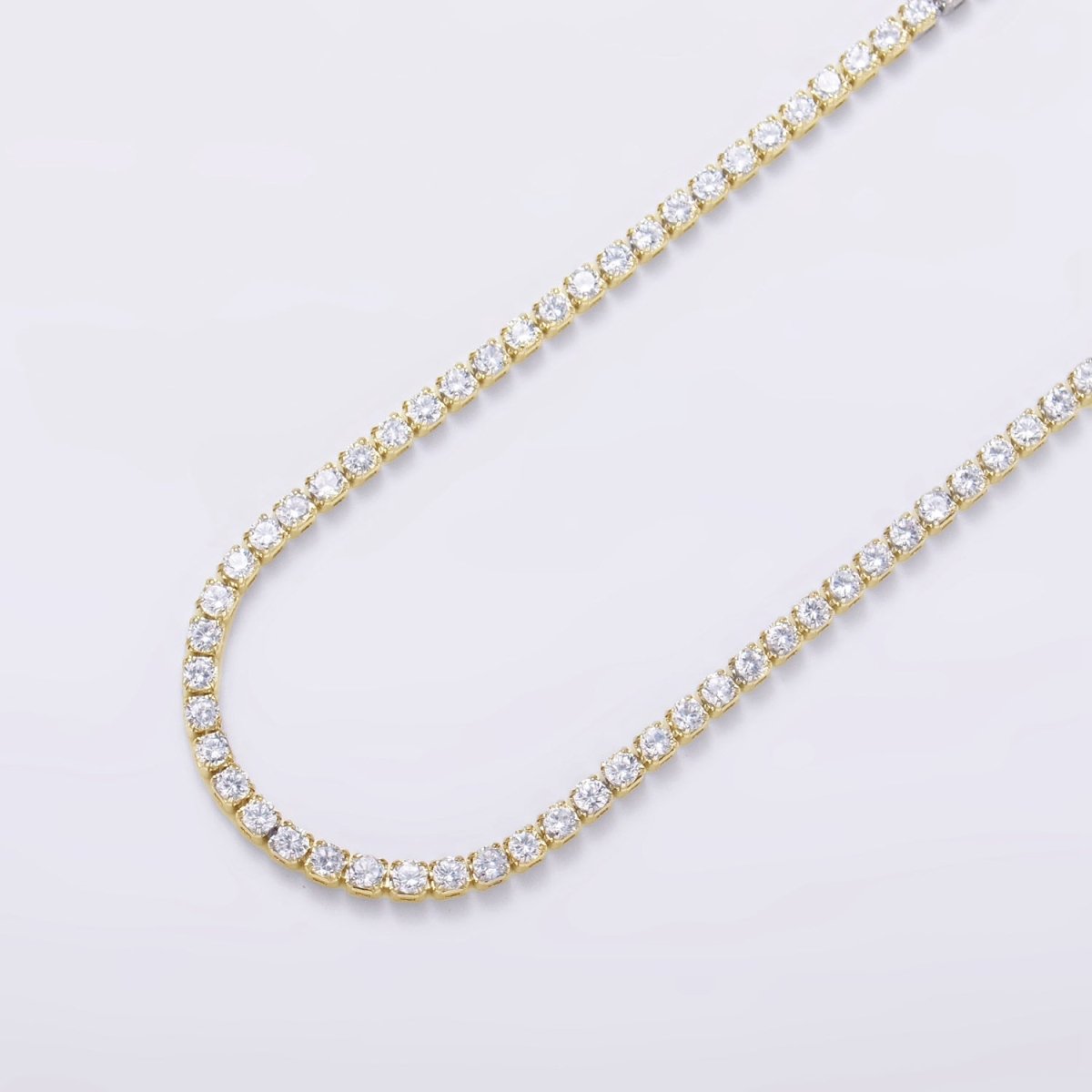 24K Gold Filled CZ Paved Tennis Bulk Chain in Gold & Silver by Yard | Roll-829 & Roll-1533