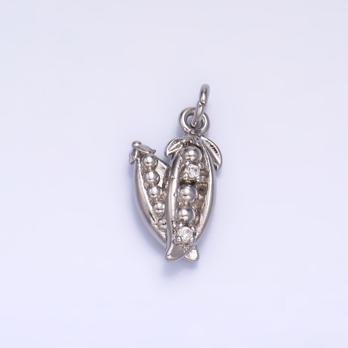 24K Gold Filled CZ Pea Pods Fruit Multidimensional 3D Charm in Gold & Silver | M173