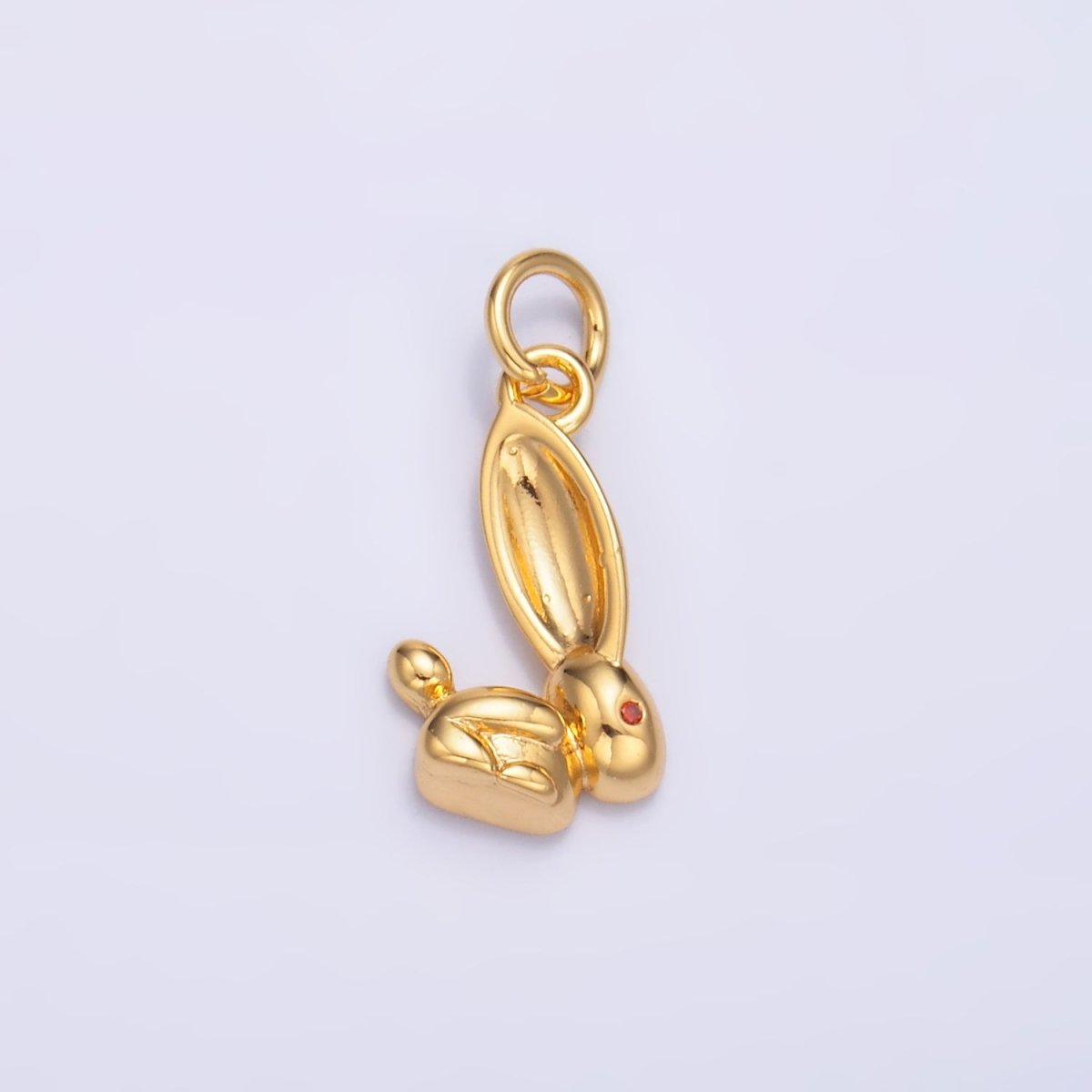 24K Gold Filled CZ Rabbit Bunny Multidimensional 3D Charm in Gold & Silver | M174