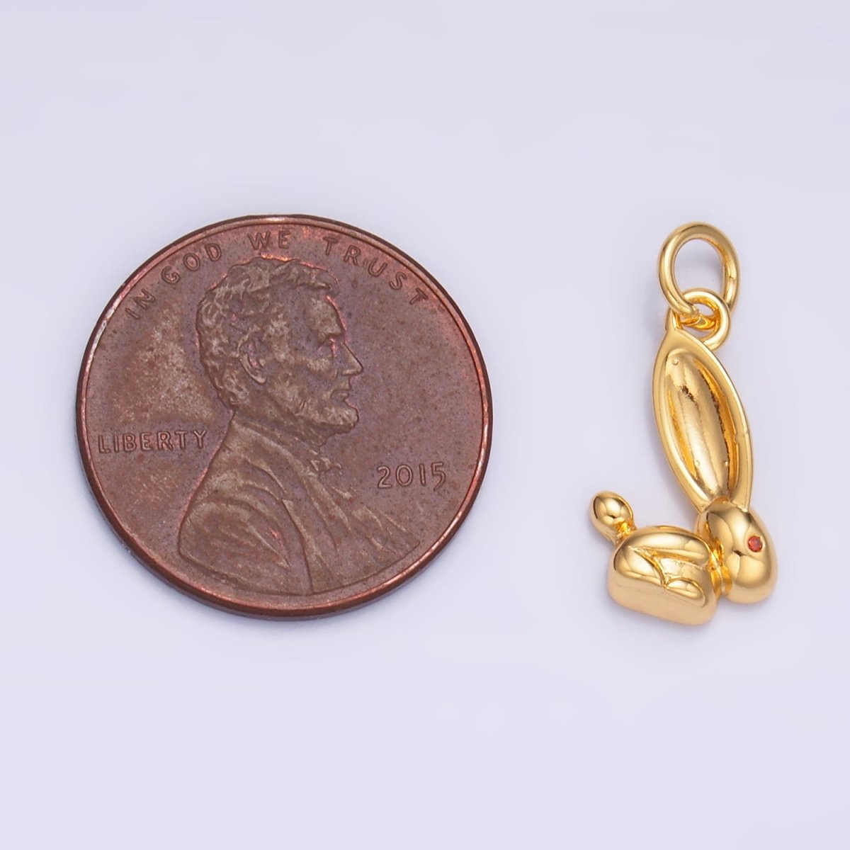 24K Gold Filled CZ Rabbit Bunny Multidimensional 3D Charm in Gold & Silver | M174