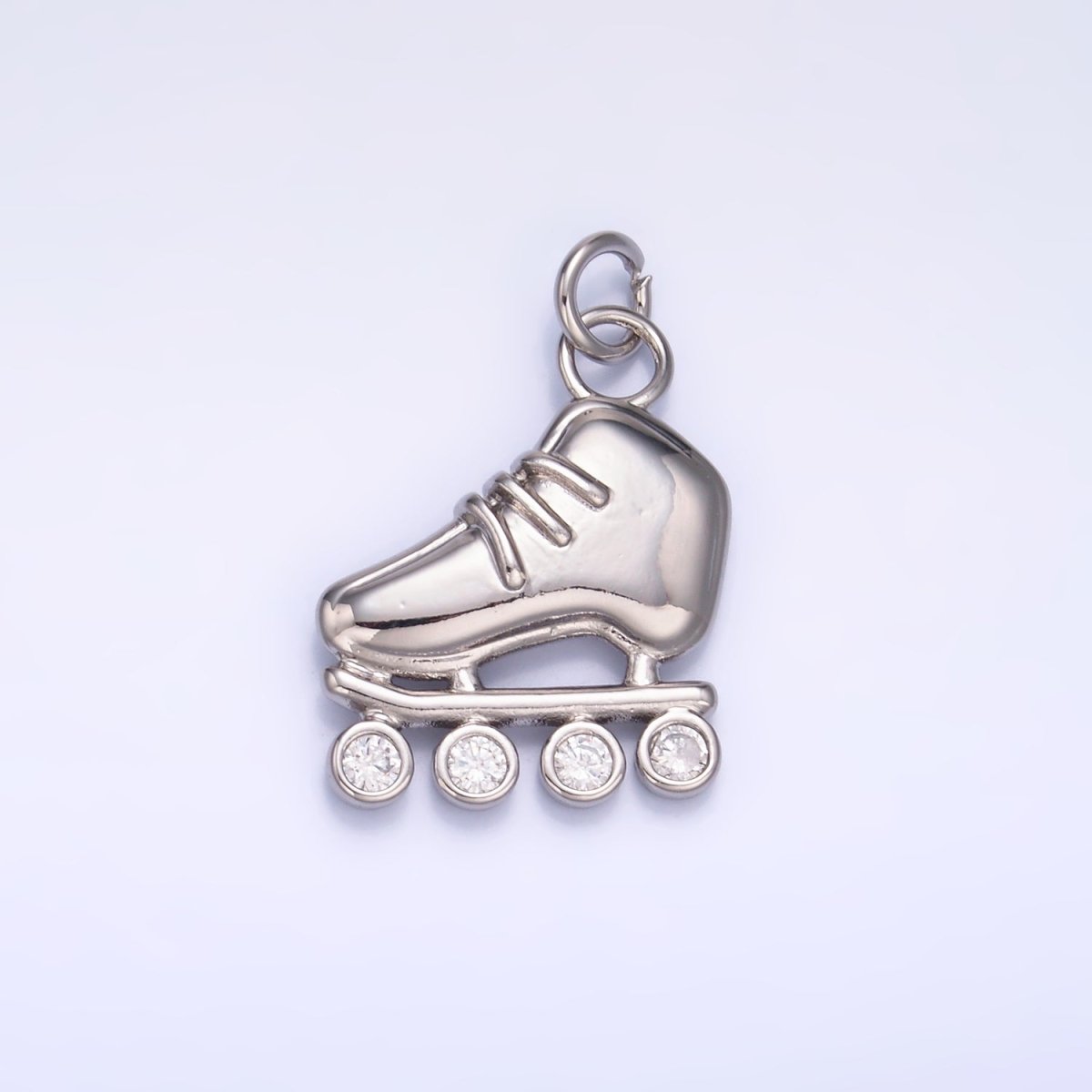 24K Gold Filled CZ Roller Skate Shoes Charm in Gold & Silver | W337