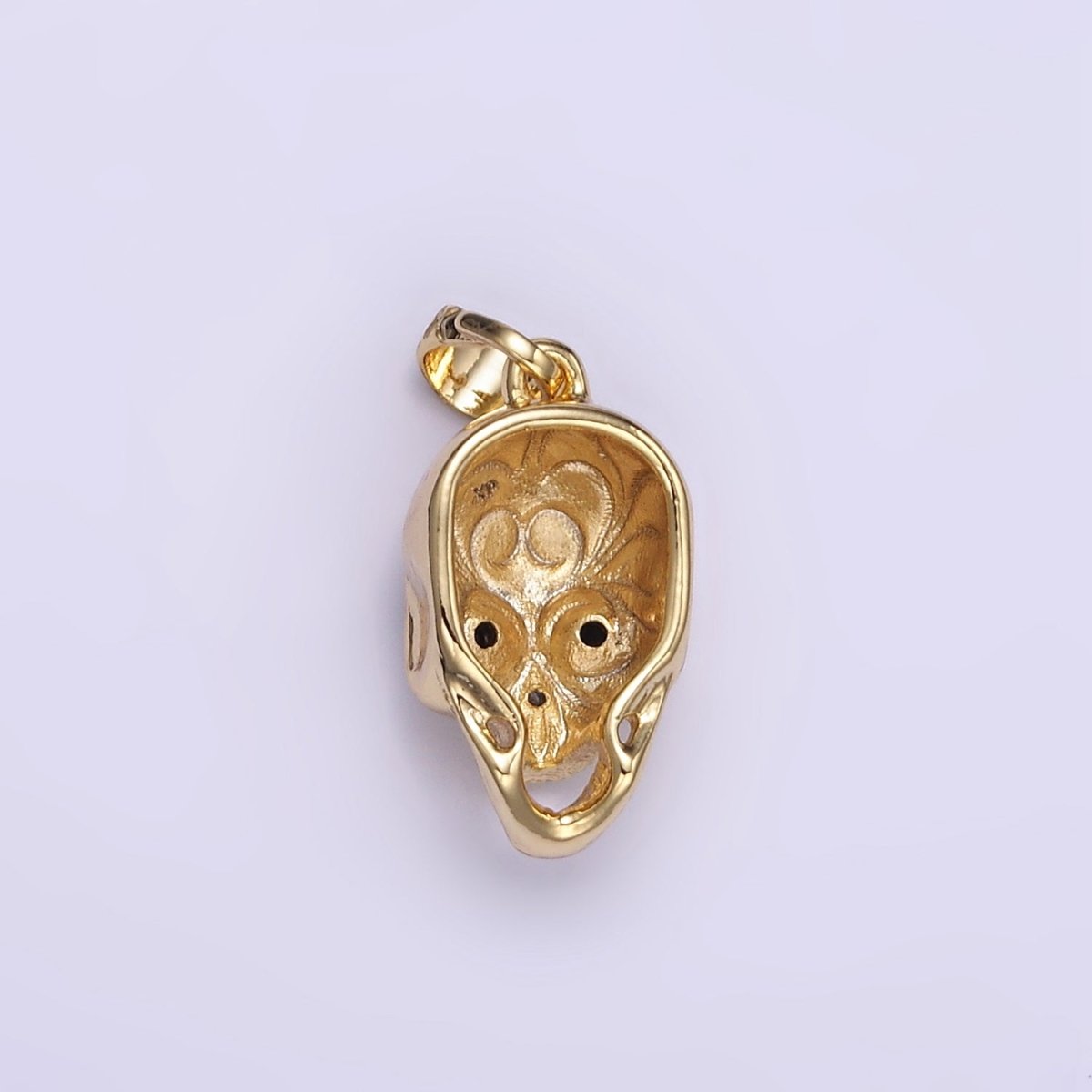24K Gold Filled CZ Skull Skeleton Human Anatomy Pendant | AH202 - DLUXCA