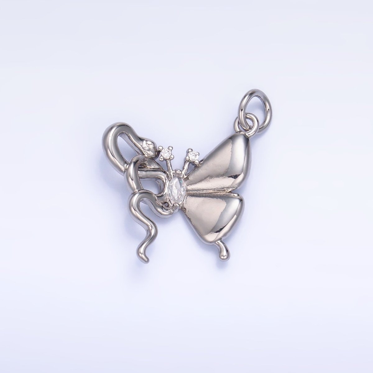 24K Gold Filled CZ Snake Butterfly Charm in Gold & Silver | M176