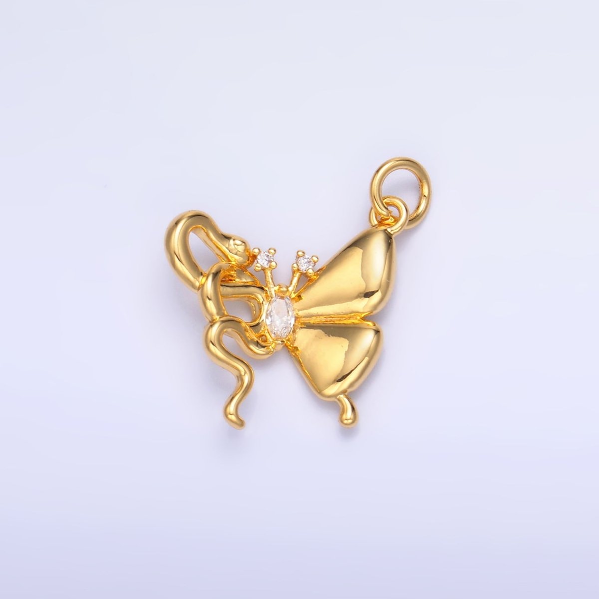 24K Gold Filled CZ Snake Butterfly Charm in Gold & Silver | M176