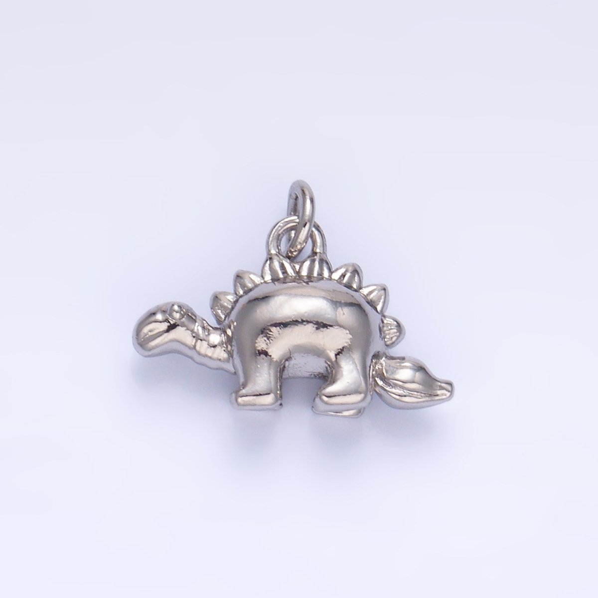 24K Gold Filled CZ Spiked Stegosaurus Dinosaur Multidimensional 3D Charm in Gold & Silver | W139
