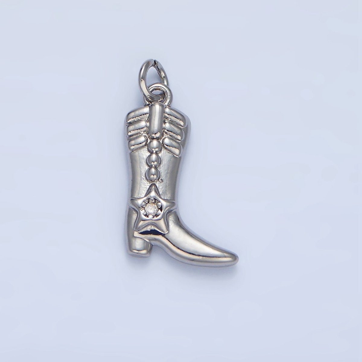 24K Gold Filled CZ Star Cowboy Boots Charm in Gold & Silver | W079