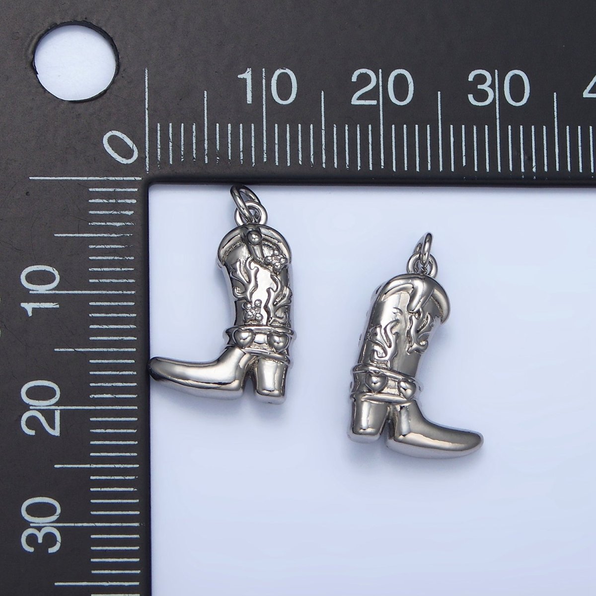 24K Gold Filled CZ Star Cowboy Boots Charm in Gold & Silver | W079
