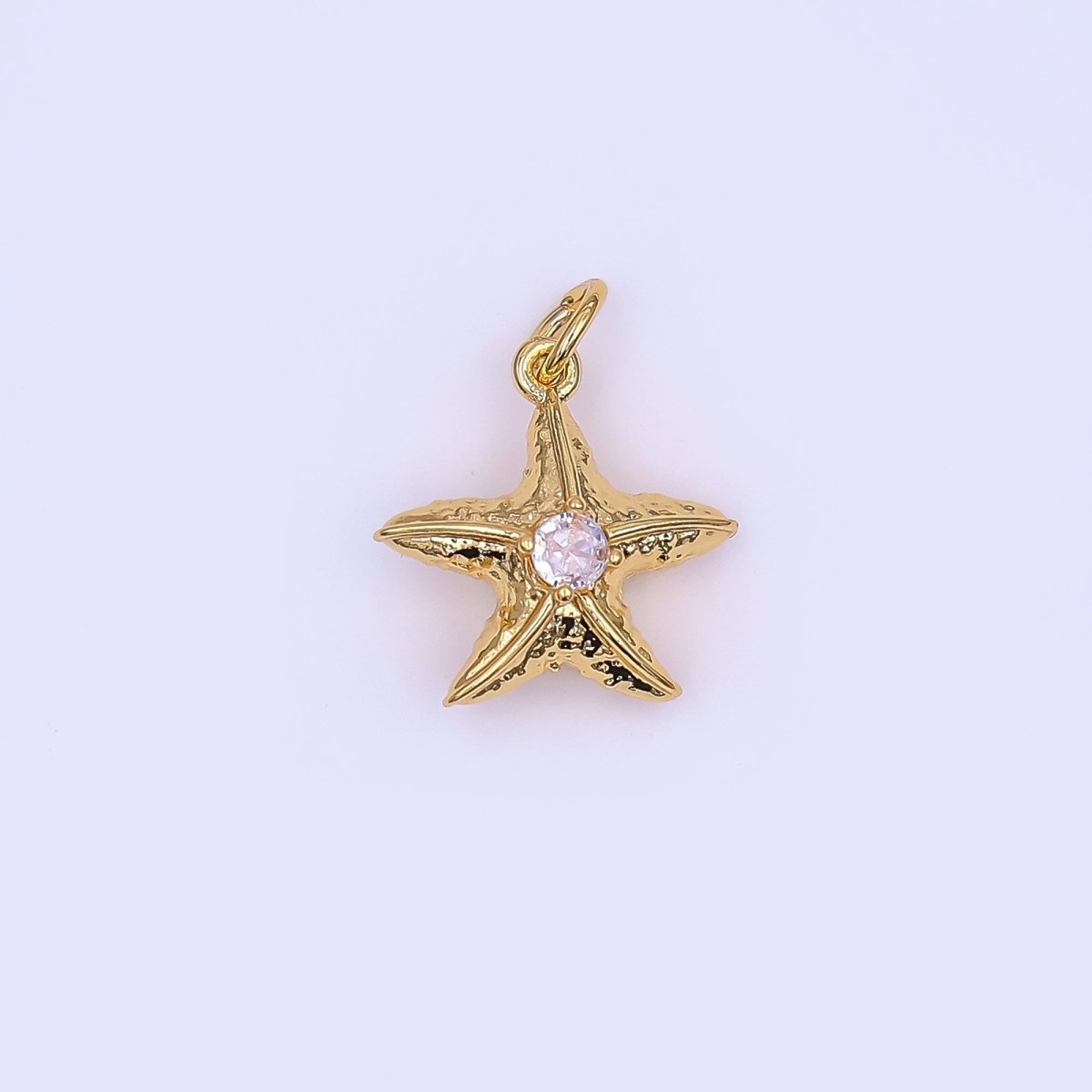 24K Gold Filled CZ Starfish Textured 3D Multidimensional Charm | N738 - DLUXCA
