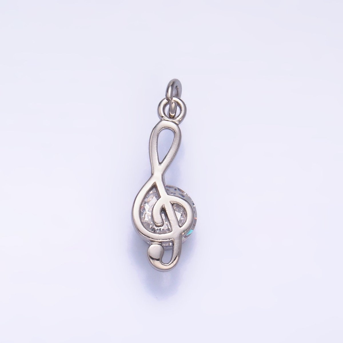 24K Gold Filled CZ Treble Clef Musical Note Charm in Gold & Silver | W890