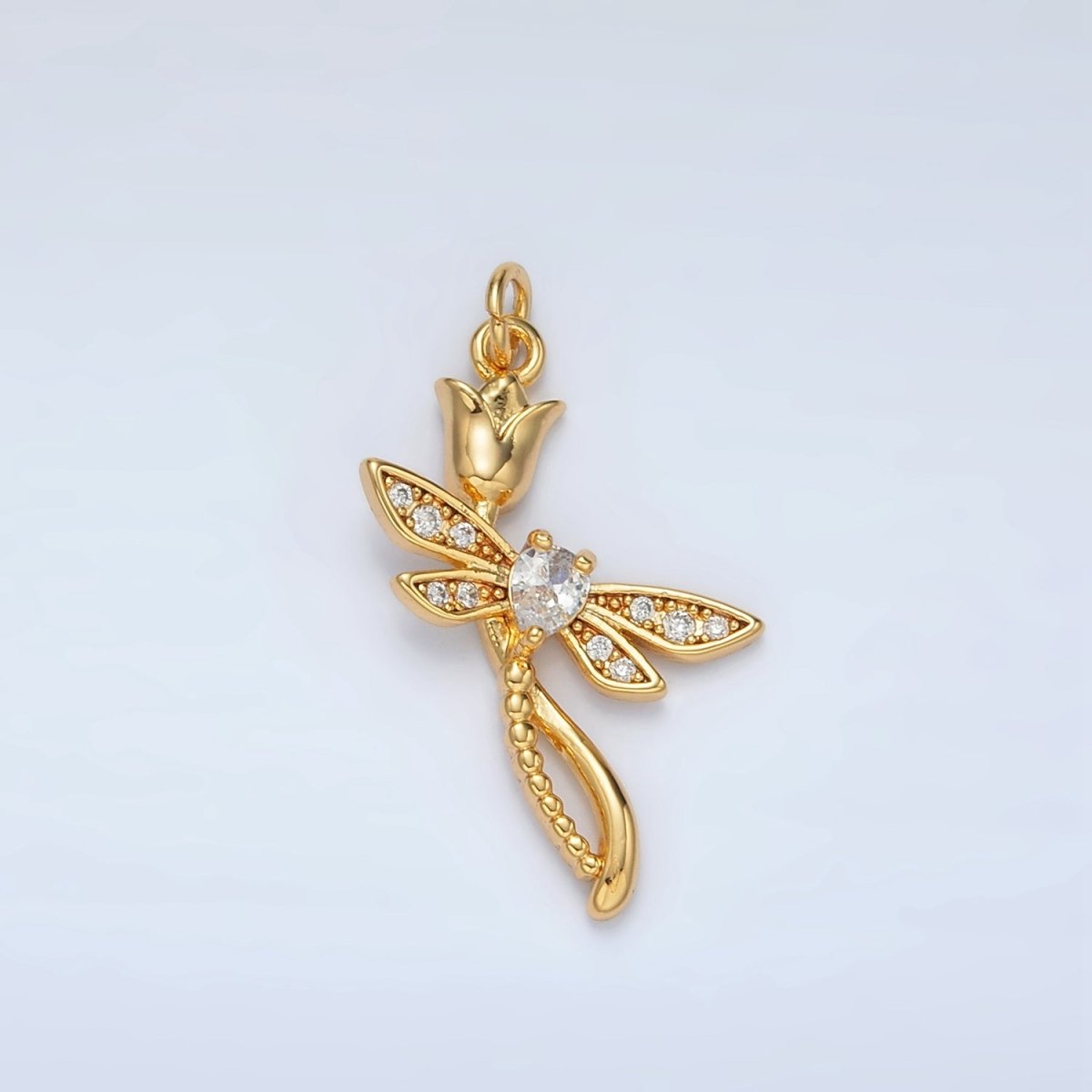24K Gold Filled CZ Tulip Flower Charm | AC145