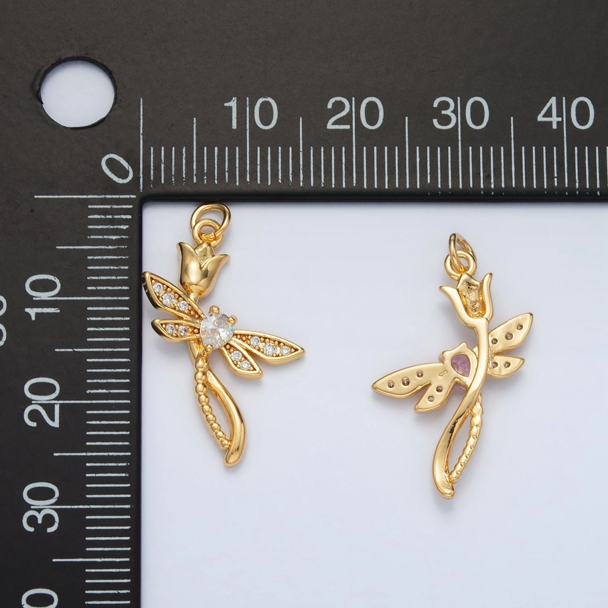 24K Gold Filled CZ Tulip Flower Charm | AC145