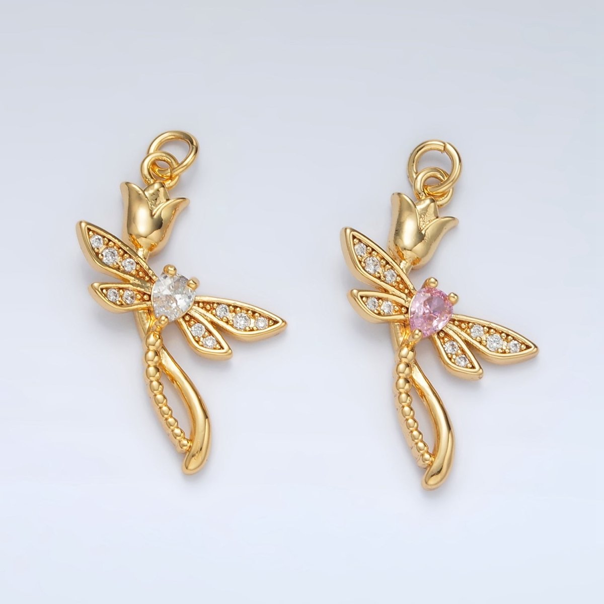 24K Gold Filled CZ Tulip Flower Charm | AC145