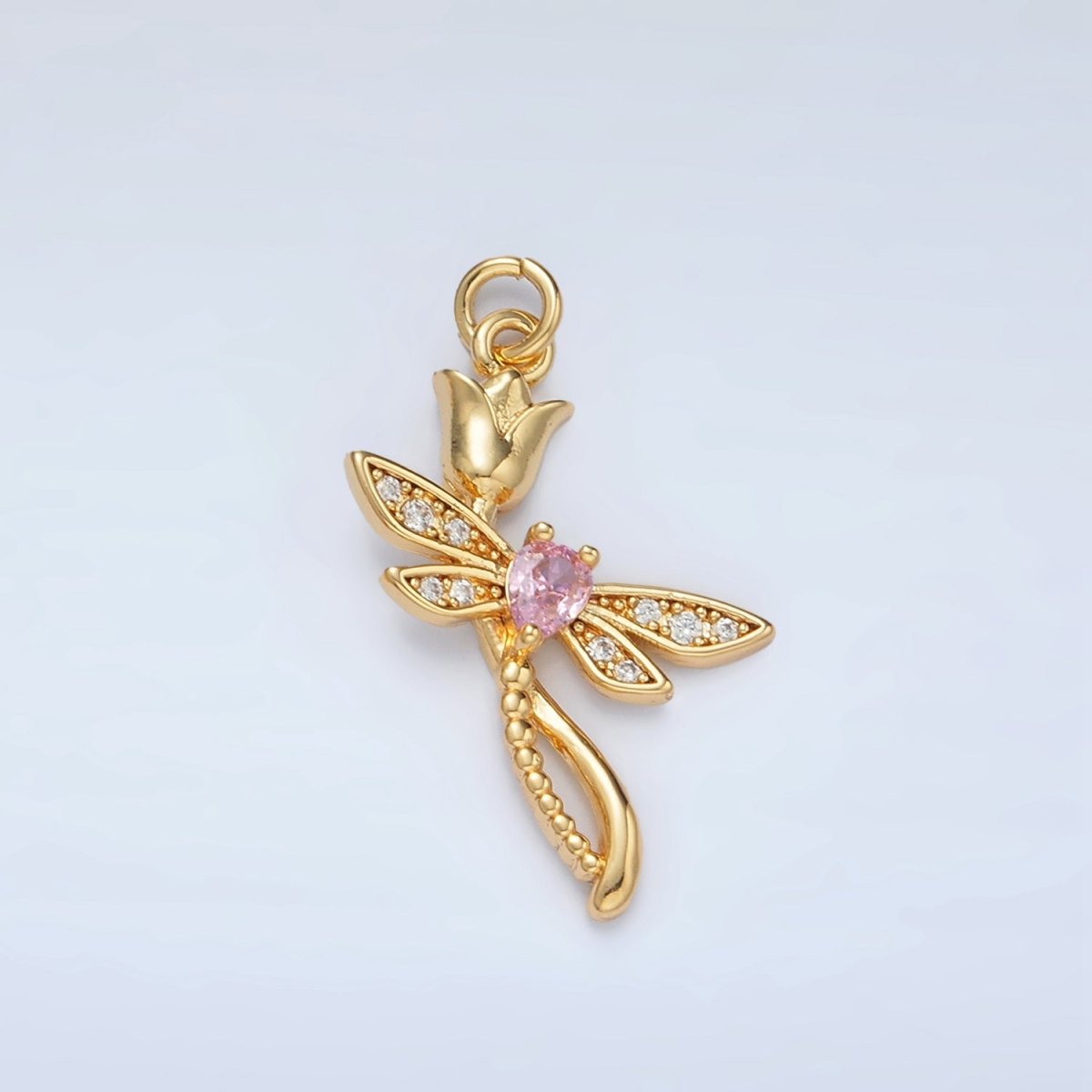 24K Gold Filled CZ Tulip Flower Charm | AC145
