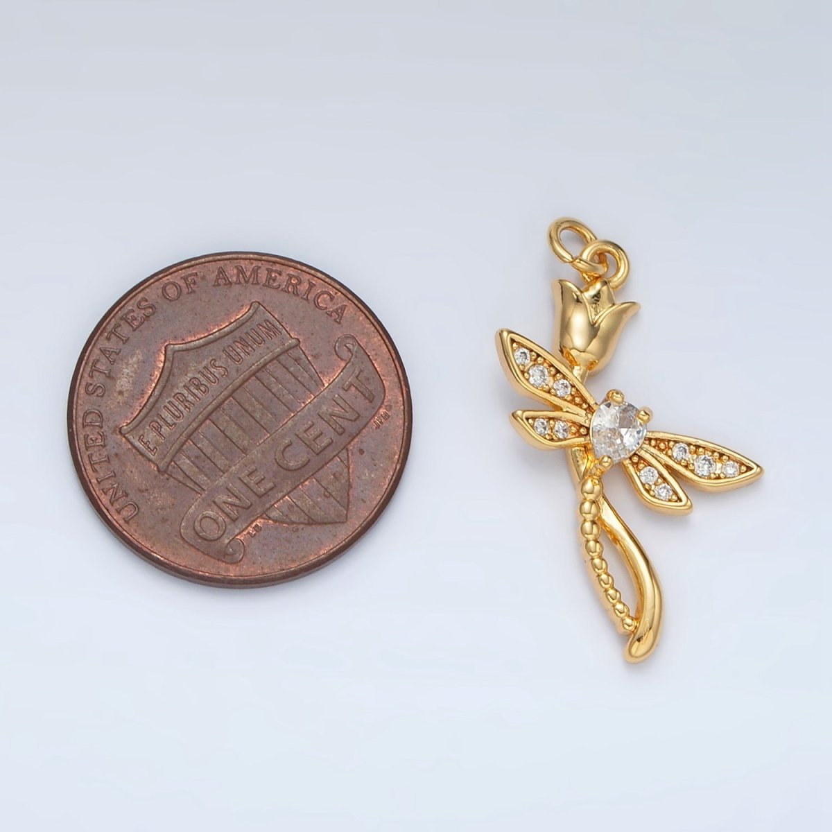 24K Gold Filled CZ Tulip Flower Charm | AC145