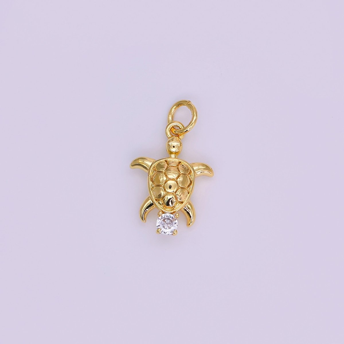 24K Gold Filled CZ Turtle Tortoise 3D Multidimensional Mini Charm | N847 - DLUXCA