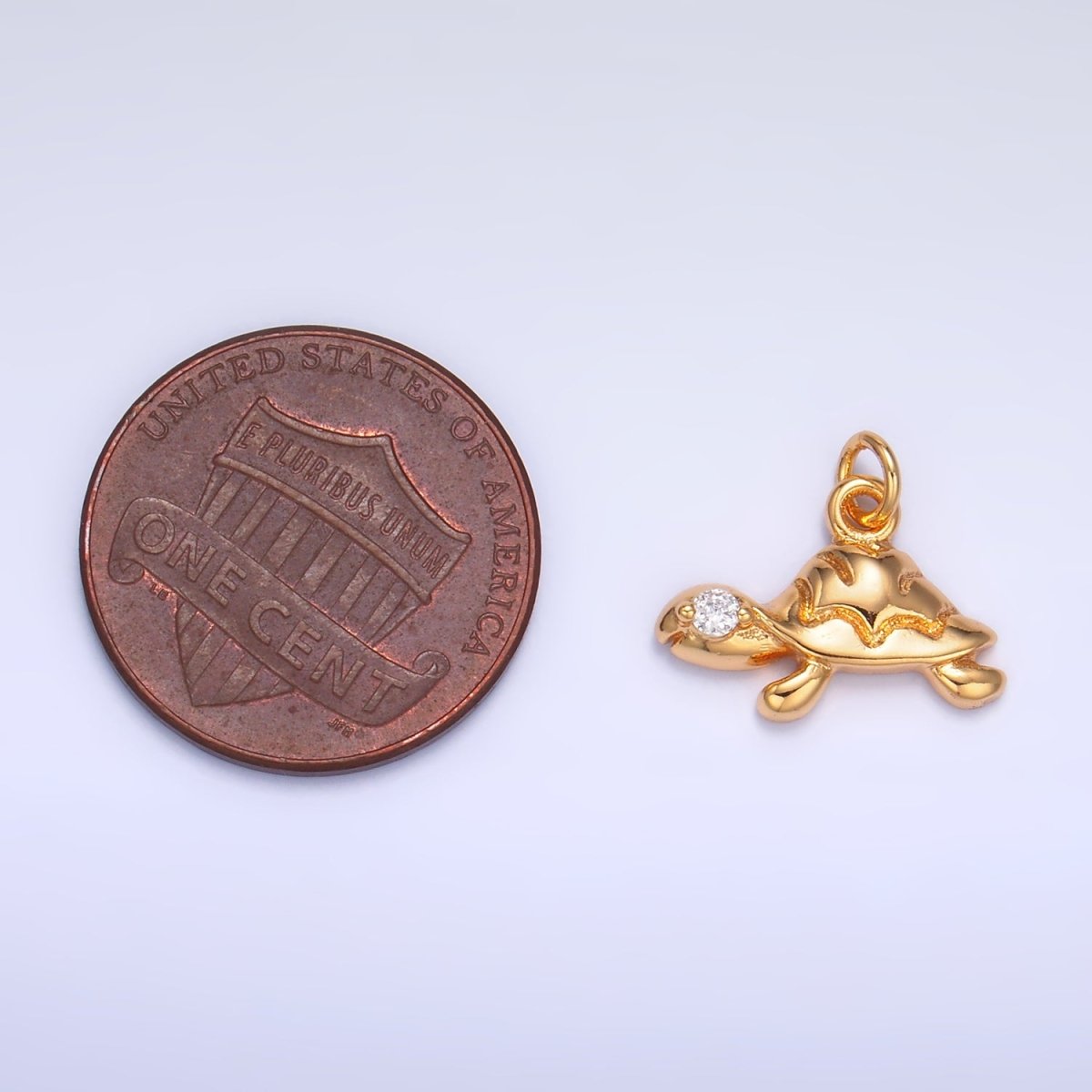 24K Gold Filled CZ Turtle Tortoise Animal Charm | W278 - DLUXCA