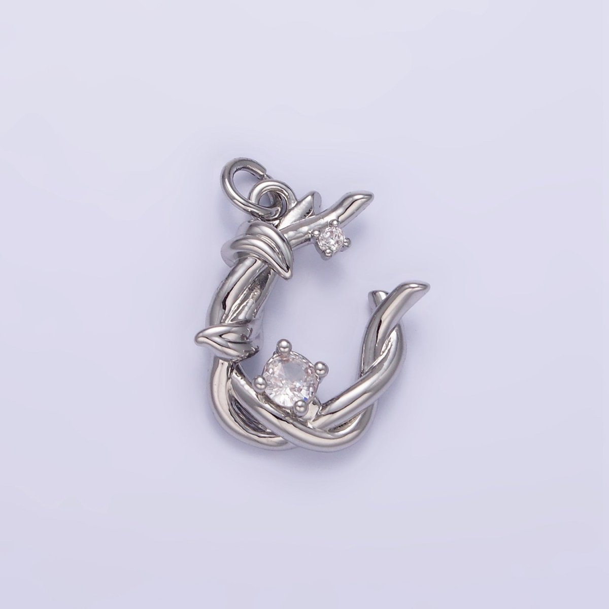 24K Gold Filled CZ U-Shaped Nature Leaf Horseshoe Charm in Gold & Silver | AG846