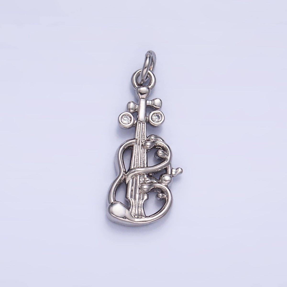 24K Gold Filled CZ Violin Cello Music Instrument Charm in Gold & Silver | W369