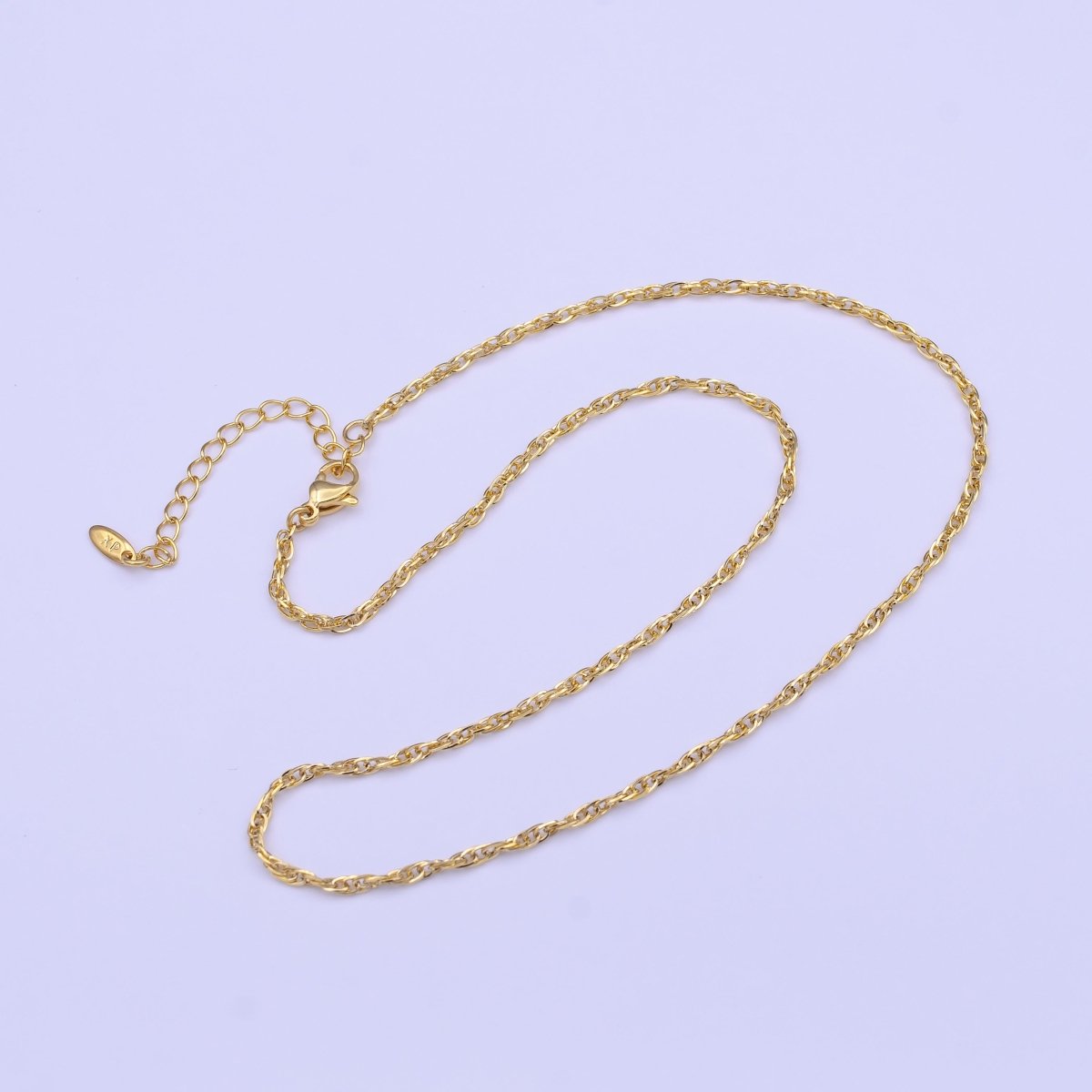 24K Gold Filled Dainty 2mm Espiga Link Connecting 16.25 Inch Chain Necklace | WA-1453 Clearance Pricing - DLUXCA