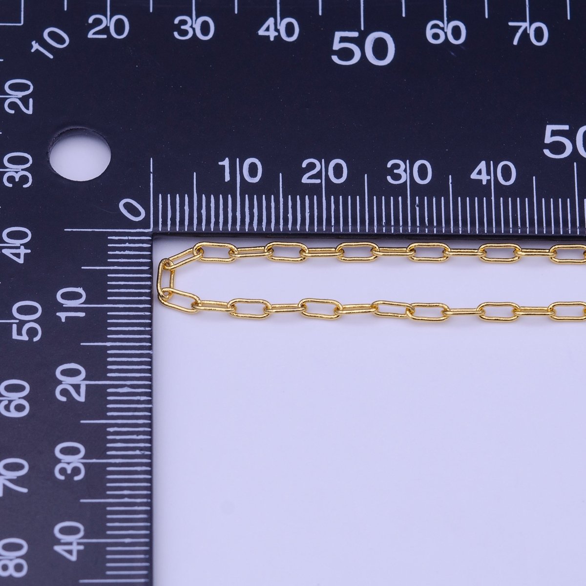 24K Gold Filled Dainty 2mm Width PaperClip 17.7 Inch Chain Necklace | WA-1454 Clearance Pricing - DLUXCA