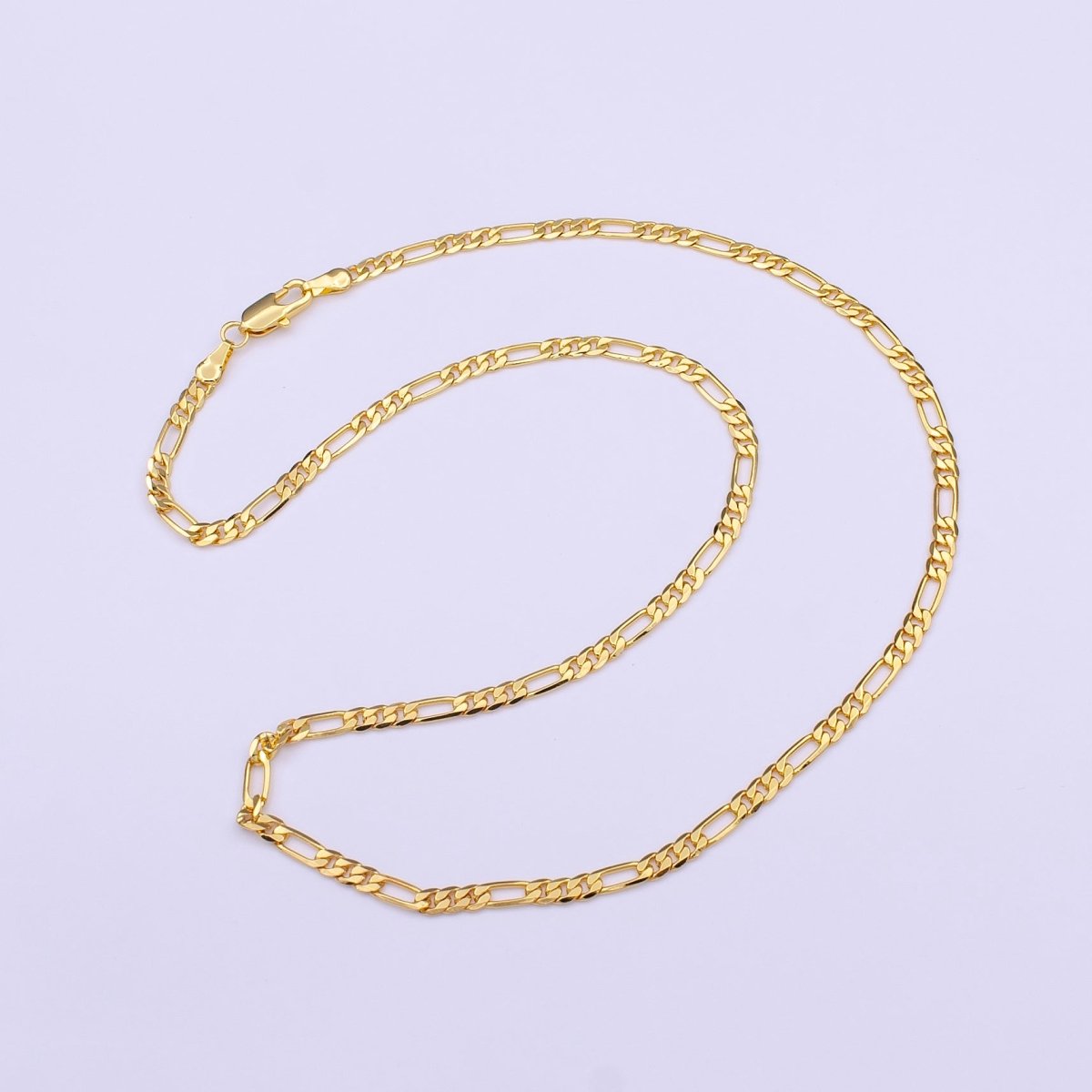 24K Gold Filled Dainty 3.3mm Figaro Chain 18 Inch Choker Necklace | WA-1466 Clearance Pricing - DLUXCA