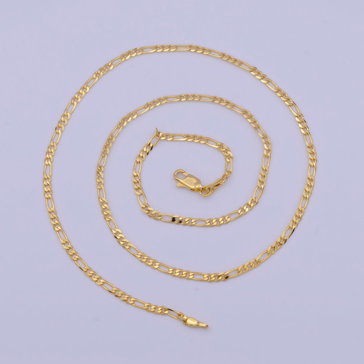 24K Gold Filled Dainty Figaro Chain Minimalist Necklace, Unisex Figaro Chain Necklace 2.4mm Width Ready to Wear | WA-1130 Clearance Pricing - DLUXCA