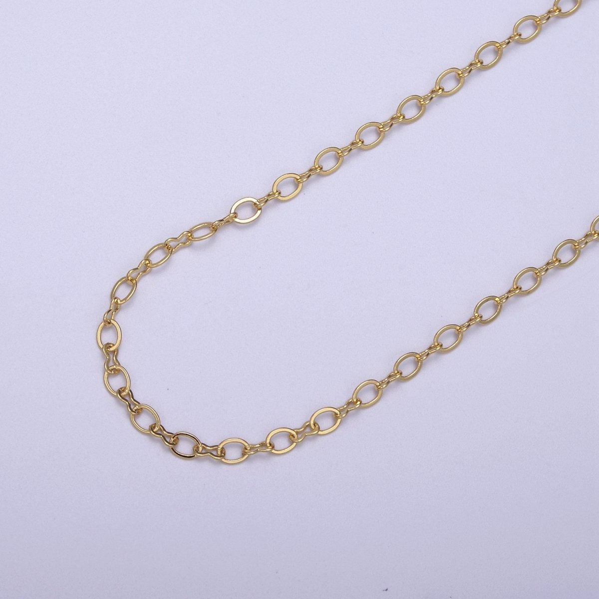 24K Gold Filled Dainty Figure 8 Unfinished Chain, 2.8mm Oval Cable Chain, Silver Figure Eight Bulk Roll Chain For Jewelry Making | ROLL-615, ROLL-616 Clearance Pricing