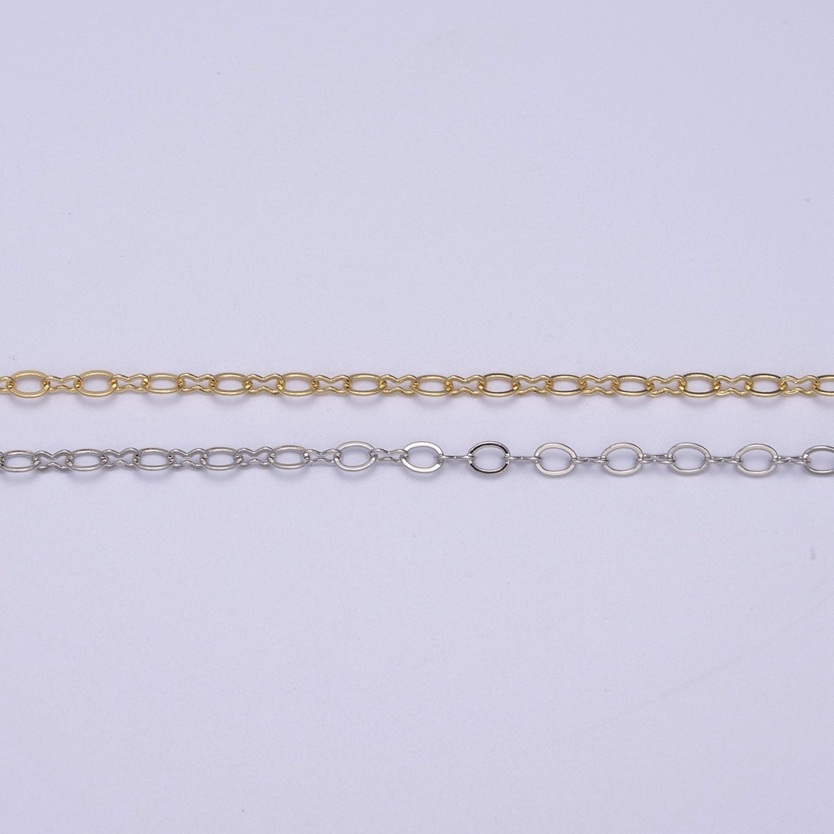 24K Gold Filled Dainty Figure 8 Unfinished Chain, 2.8mm Oval Cable Chain, Silver Figure Eight Bulk Roll Chain For Jewelry Making | ROLL-615, ROLL-616 Clearance Pricing