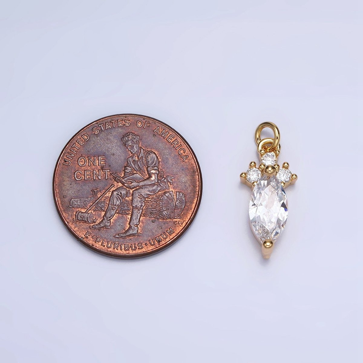 24K Gold Filled Dainty Marquise Triple Clear CZ Add-On Charm in Gold & Silver | AC611 AC612