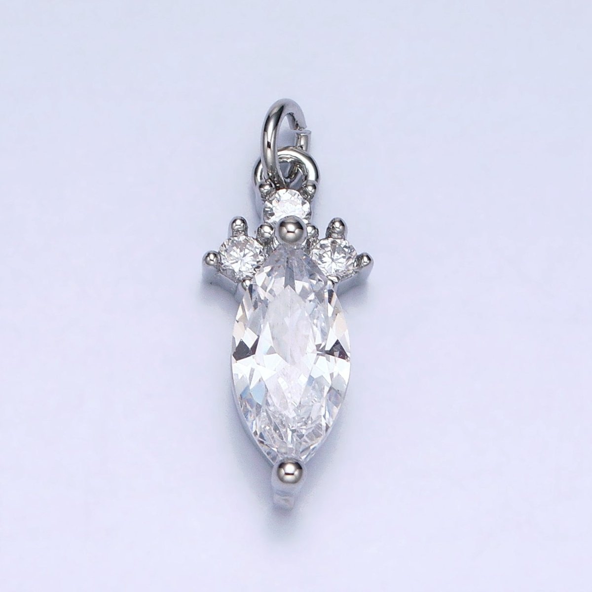 24K Gold Filled Dainty Marquise Triple Clear CZ Add-On Charm in Gold & Silver | AC611 AC612