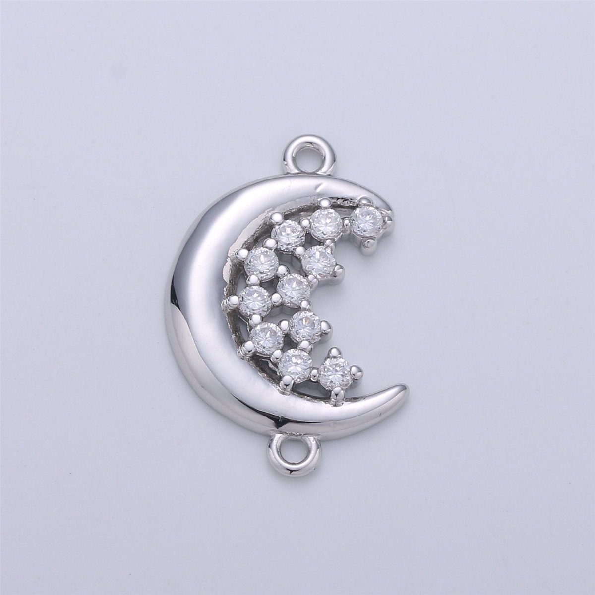 24K Gold Filled Dainty Moon and Stars Connector with Micro Pave Cubic Zirconia CZ Stone for Necklace or Bracelet F-362
