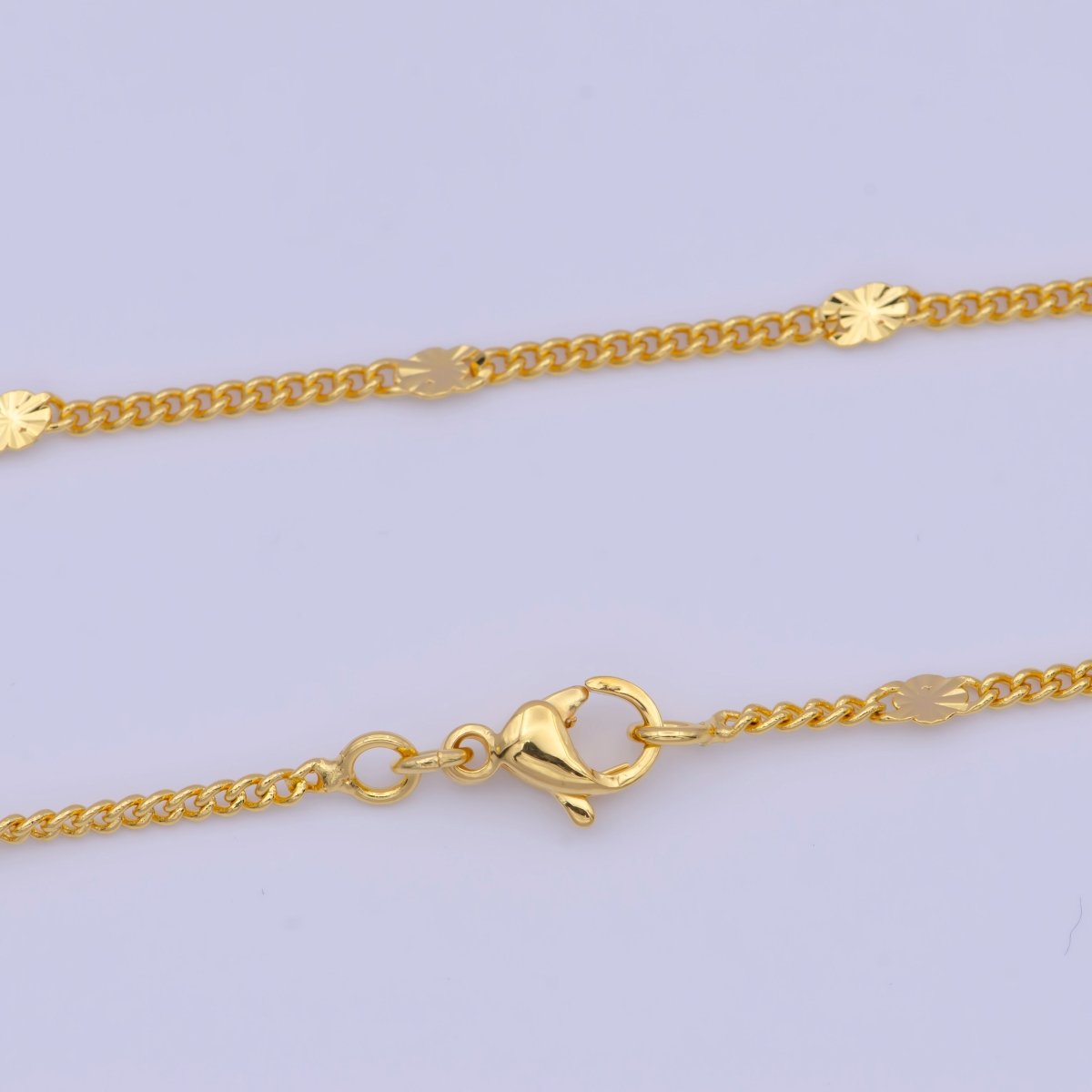 24K Gold Filled Dainty Sunburst Curb Chain Minimalist Necklace Satellite Chain Necklace 1.6mm Width Ready to Wear | WA-1128 WA-1127 Clearance Pricing