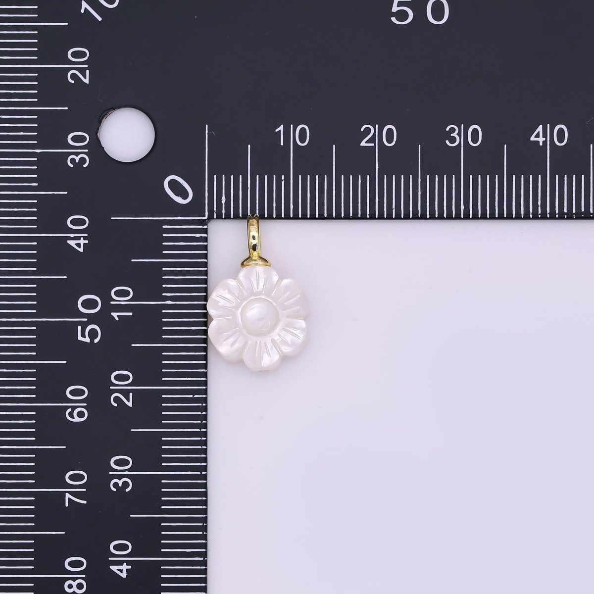 24K Gold Filled Daisy Flower Shell Pearl Drop Pendant | P1636 - DLUXCA