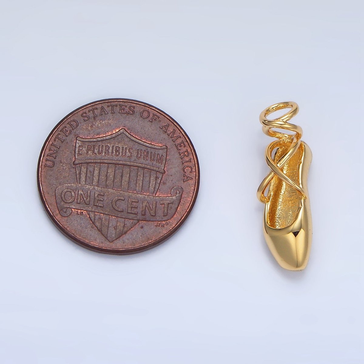 24K Gold Filled Dancing Pointe Ballet Shoes Multidimensional Charm in Gold & Silver | X615