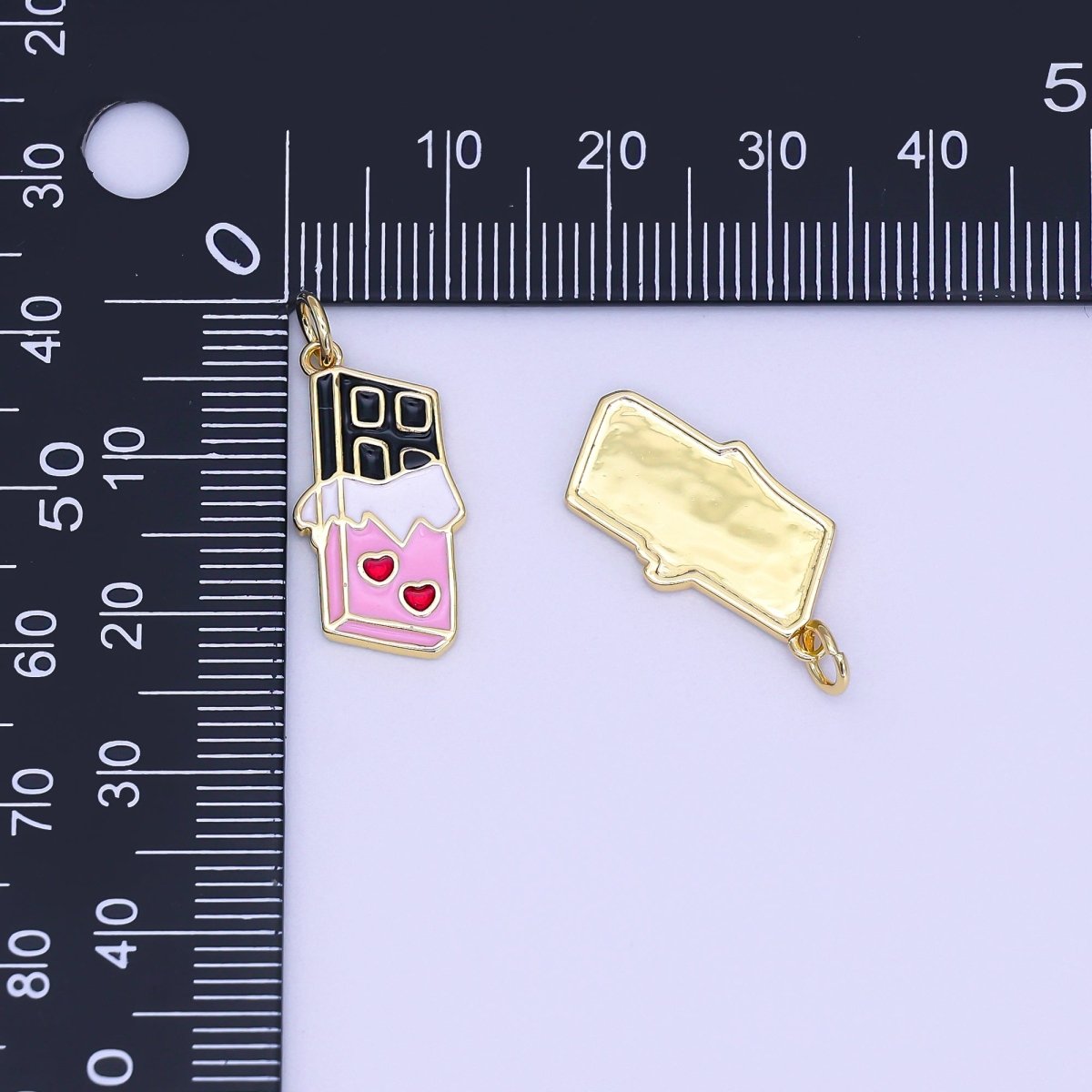 24K Gold Filled Dark Chocolate Bar Heart Wrapper Charm | AF512 - DLUXCA