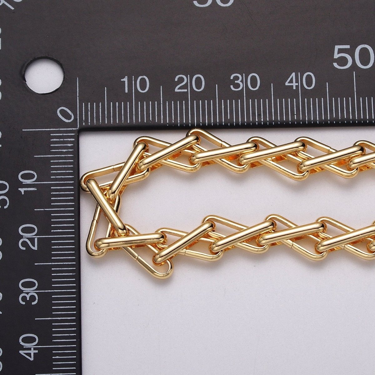 24k Gold Filled Designed Multiple Oblong Link Geometric Unfinished Yard Chain in Gold & Silver | ROLL-1123 ROLL-1202 Clearance Pricing