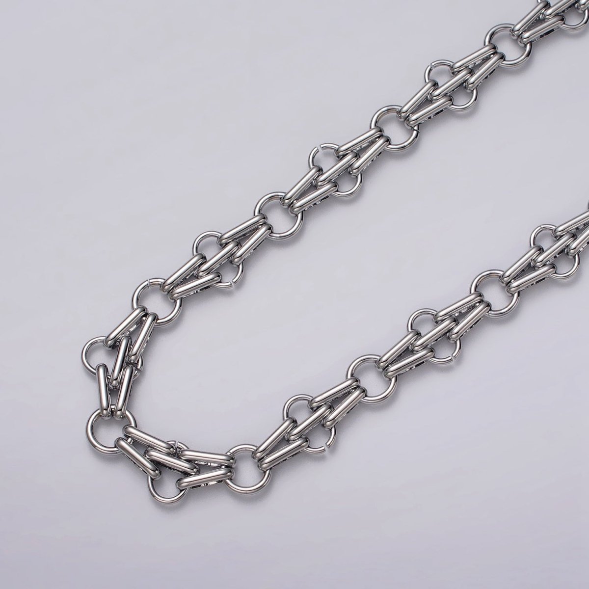 24k Gold Filled Designed Rolo Multiple Oblong Link Unfinished Yard Chain in Gold & Silver | ROLL-1124 ROLL-1193 Clearance Pricing