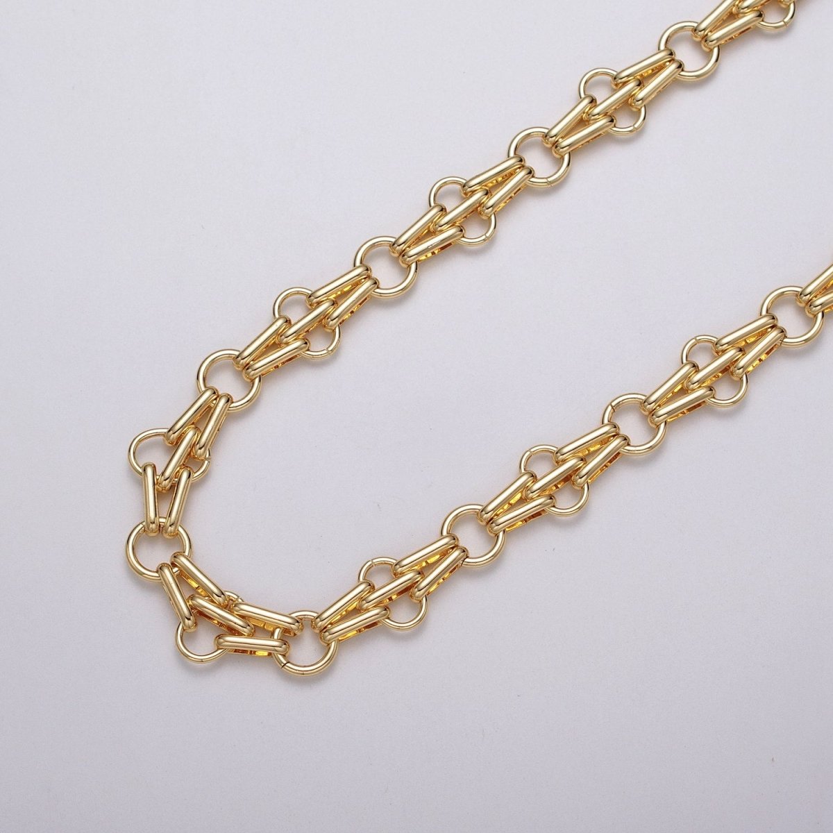 24k Gold Filled Designed Rolo Multiple Oblong Link Unfinished Yard Chain in Gold & Silver | ROLL-1124 ROLL-1193 Clearance Pricing