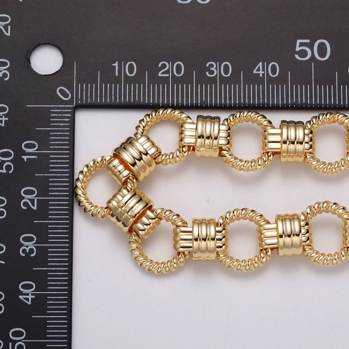 24k Gold Filled Designed Twisted Rolo Statement 13mm Unfinished Chain in Gold & Silver | ROLL-1121, ROLL-1191 Clearance Pricing