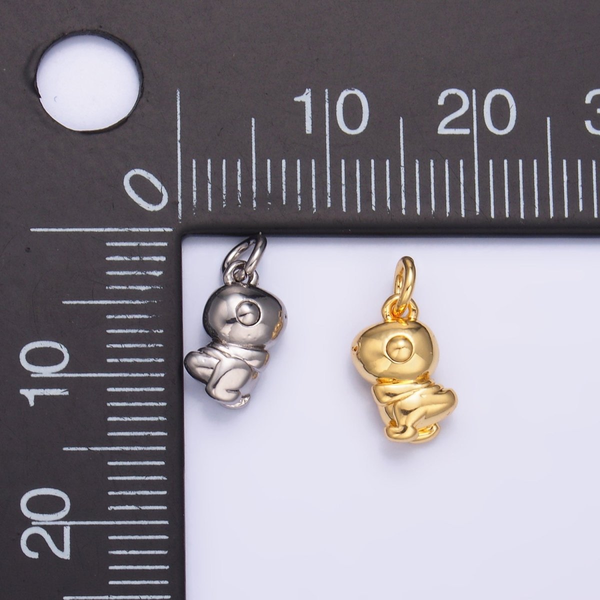 24K Gold Filled Dinosaur Multidimensional 3D Charm in Gold & Silver | W874