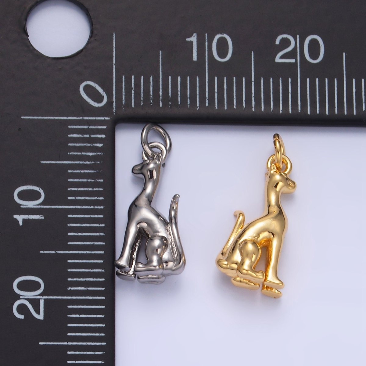 24K Gold Filled Doberman Dog Pet 3D Multidimensional Charm in Gold & Silver | W207