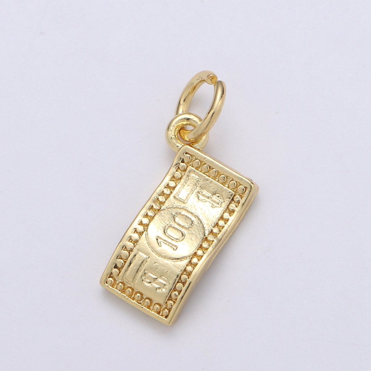 24K Gold Filled dollar Paper Money "$100" Charm E-063 - DLUXCA