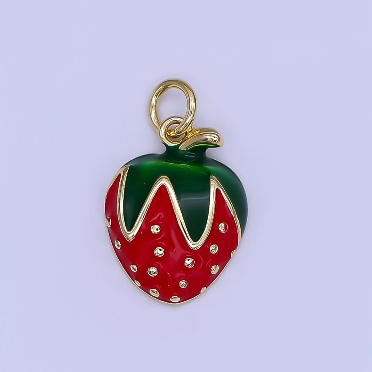 24K Gold Filled Dotted Red Strawberry Fruit Charm | AF502 - DLUXCA