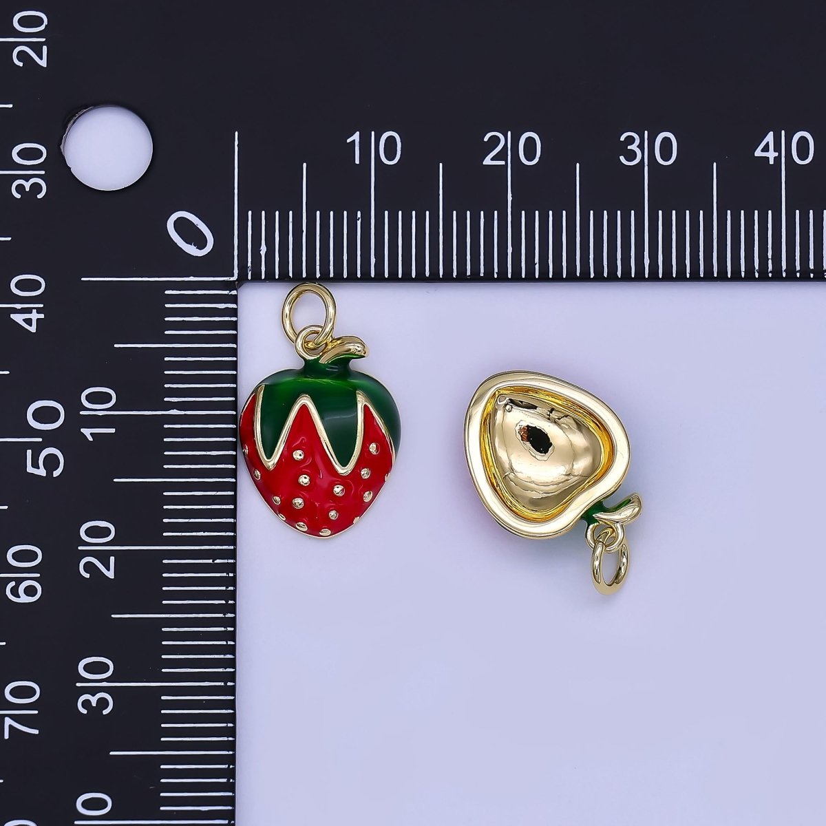 24K Gold Filled Dotted Red Strawberry Fruit Charm | AF502 - DLUXCA