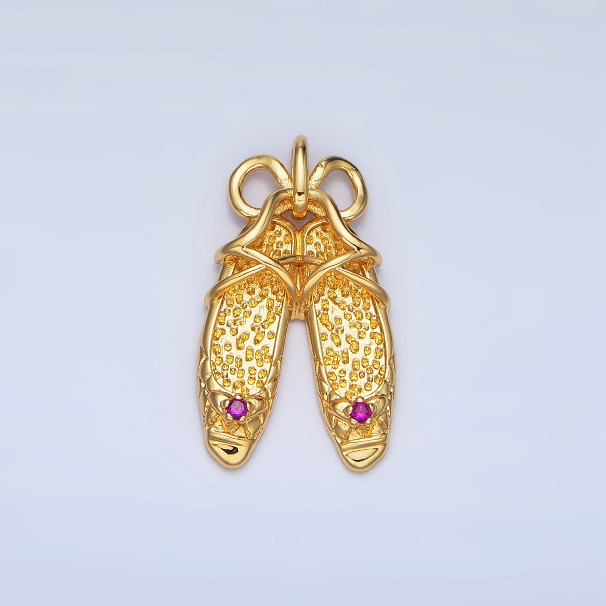 24K Gold Filled Dotted Ribbon Ballet Dancing Shoes Pendant in Gold & Silver | AA117